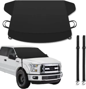 1 PC Car Front and Rear Windshield Snow Shield, Thickened Car Oxford Cloth Snow and Sunshade All-in-one Cover, Waterproof and Durable Windshield Cover, Universal for Most Cars (Black #1)
