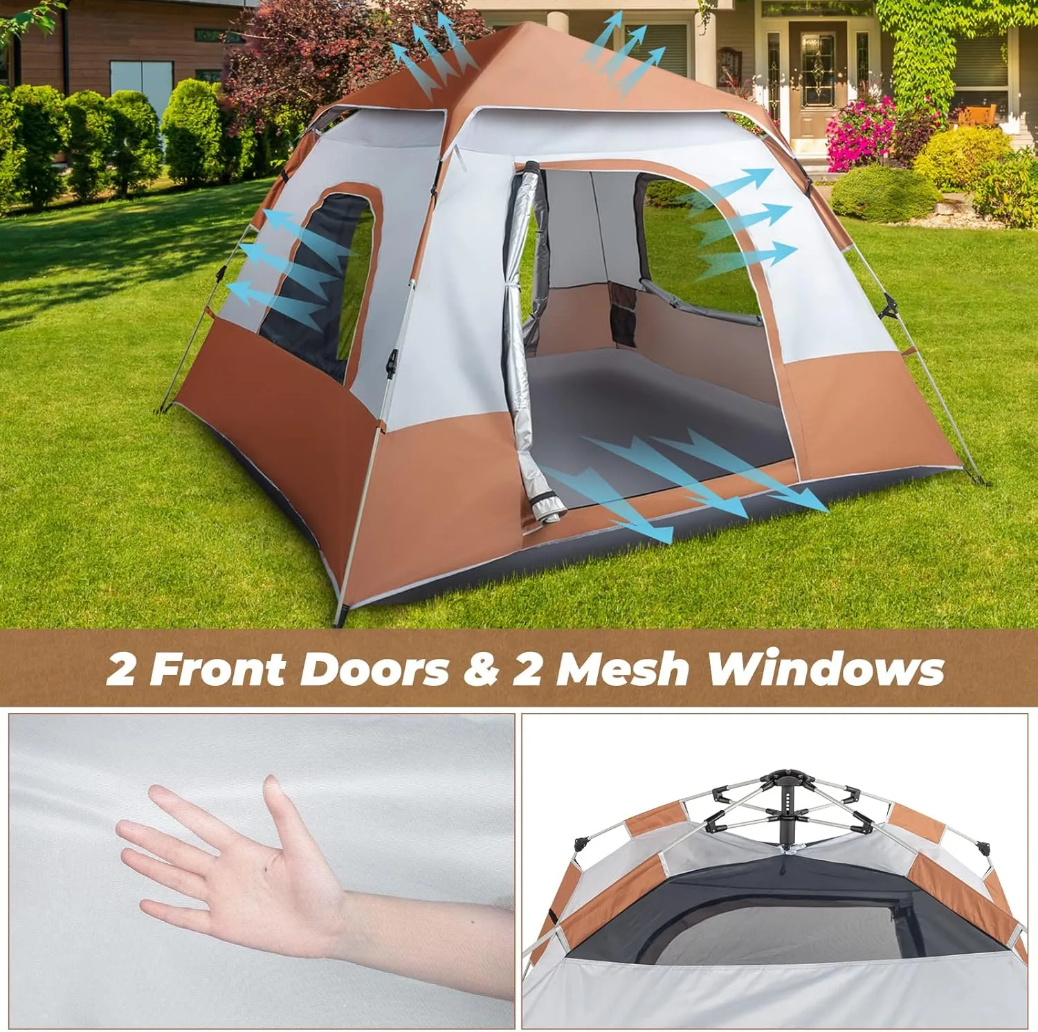 1 Person Patio Dome Tent, All-Weather Camping Tent, Easy Setup Portable Outdoor Tents with Dual-Way Zip and Carrying Bag, Windproof & Waterproof Heavy Duty Tents for Beach Hiking Travel,