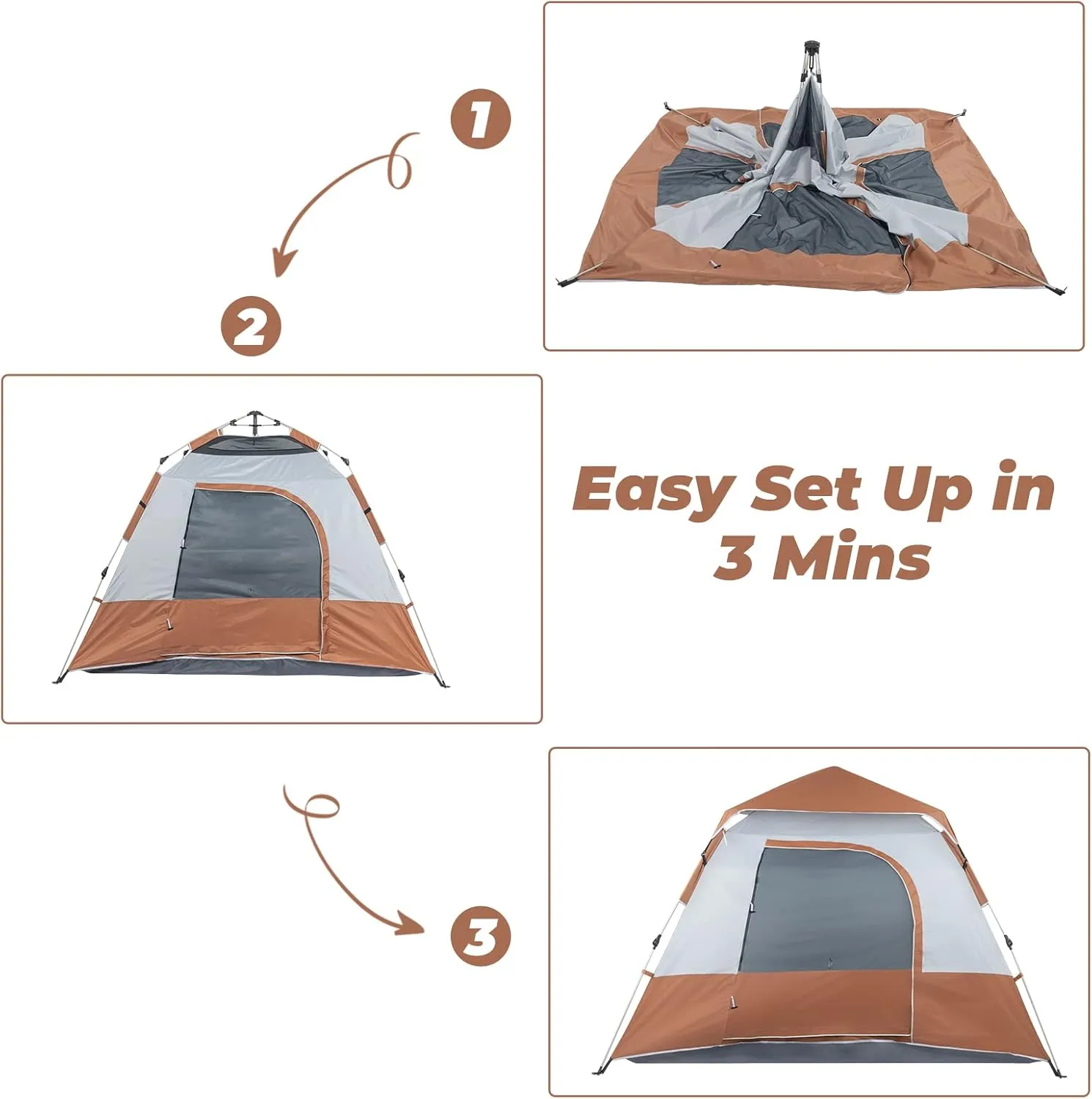 1 Person Patio Dome Tent, All-Weather Camping Tent, Easy Setup Portable Outdoor Tents with Dual-Way Zip and Carrying Bag, Windproof & Waterproof Heavy Duty Tents for Beach Hiking Travel,