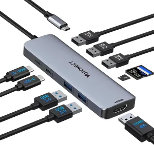 10-in-1 USB C Hub with 4K HDMI Adapter, SD/TF Card Reader, 100W PD Charging, 2 USB 3.0 Ports, and 2 usb2.0 Ports for MacBook Pro/Air, Dell XPS, Lenovo ThinkPad, etc. (10-in-1-HDMI)