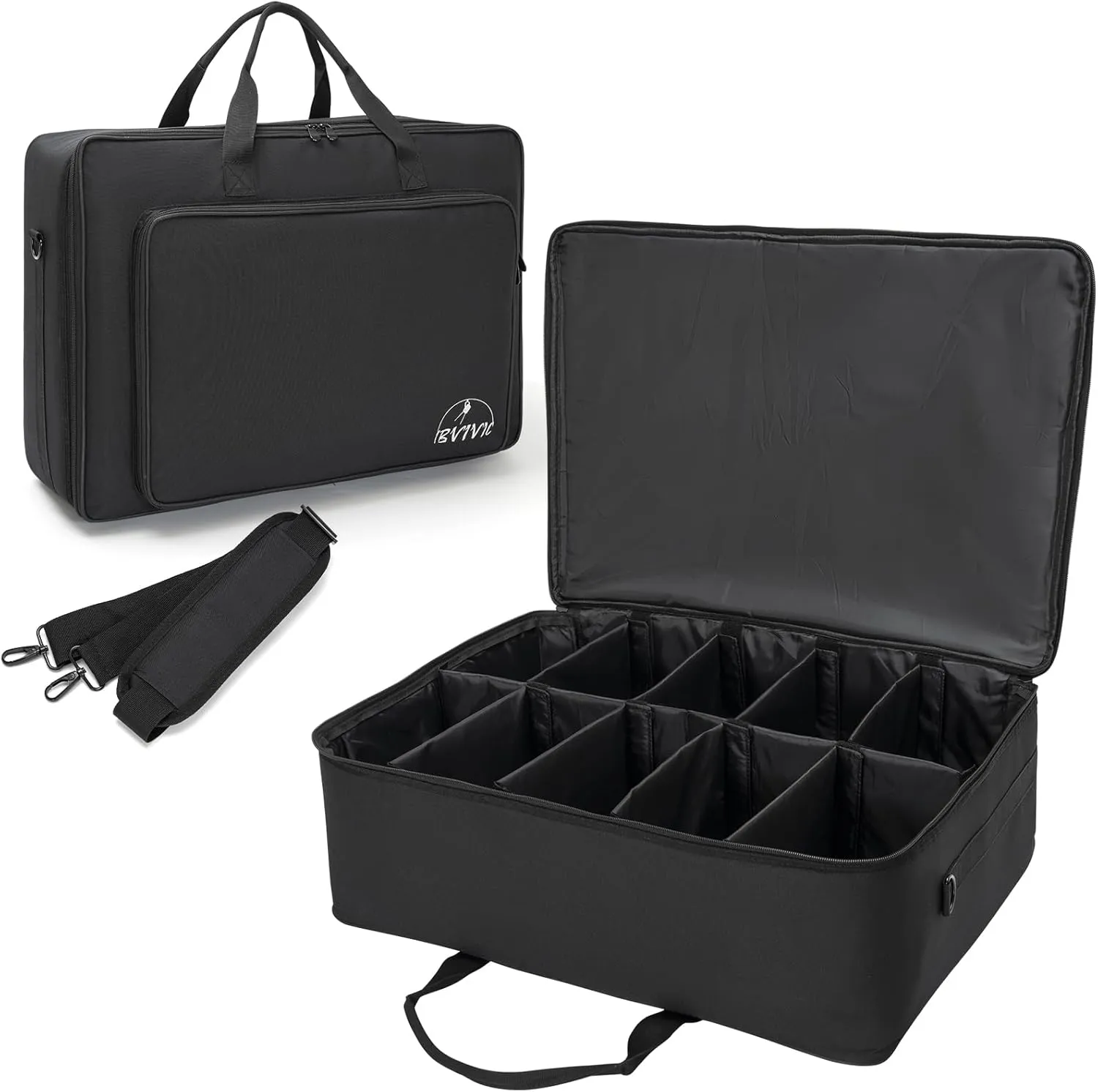 10 Par 5/16'' Padded Spotlight Bag Stage Lighting Storage Bag for 10 Par Lights Bag with Dividers, Handle, Straps