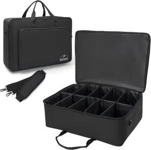 10 Par 5/16'' Padded Spotlight Bag Stage Lighting Storage Bag for 10 Par Lights Bag with Dividers, Handle, Straps