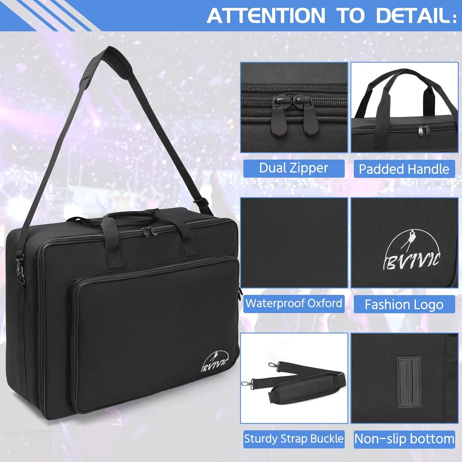 10 Par 5/16'' Padded Spotlight Bag Stage Lighting Storage Bag for 10 Par Lights Bag with Dividers, Handle, Straps
