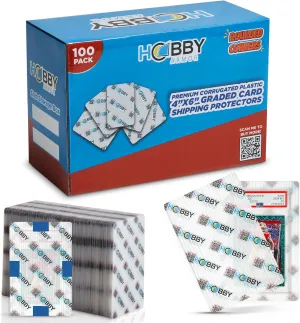 100 Pack Plastic Graded Trading Card Shipping Protector by Hobby Armor, 4" x 6" with Rounded Corners, Translucent Vibrant Multi-Color Plastic Card Protector to Guard Cards from Dings, Cardboard Alt