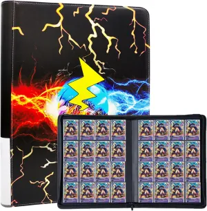 1000  Pockets Card Binder, Trading Card Binder 16 Pocket, PU Cover with Costum Label, Card Collection Binder for Tcg, MTG, Yugi, Hoke Cards and Cards Sleeve, Card Holder Binders (Yellow&Black)
