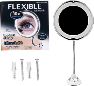 10x Magnify Led Lighted Makeup Mirror Suction Cup Magnifying Vanity Mirror for Bathroom
