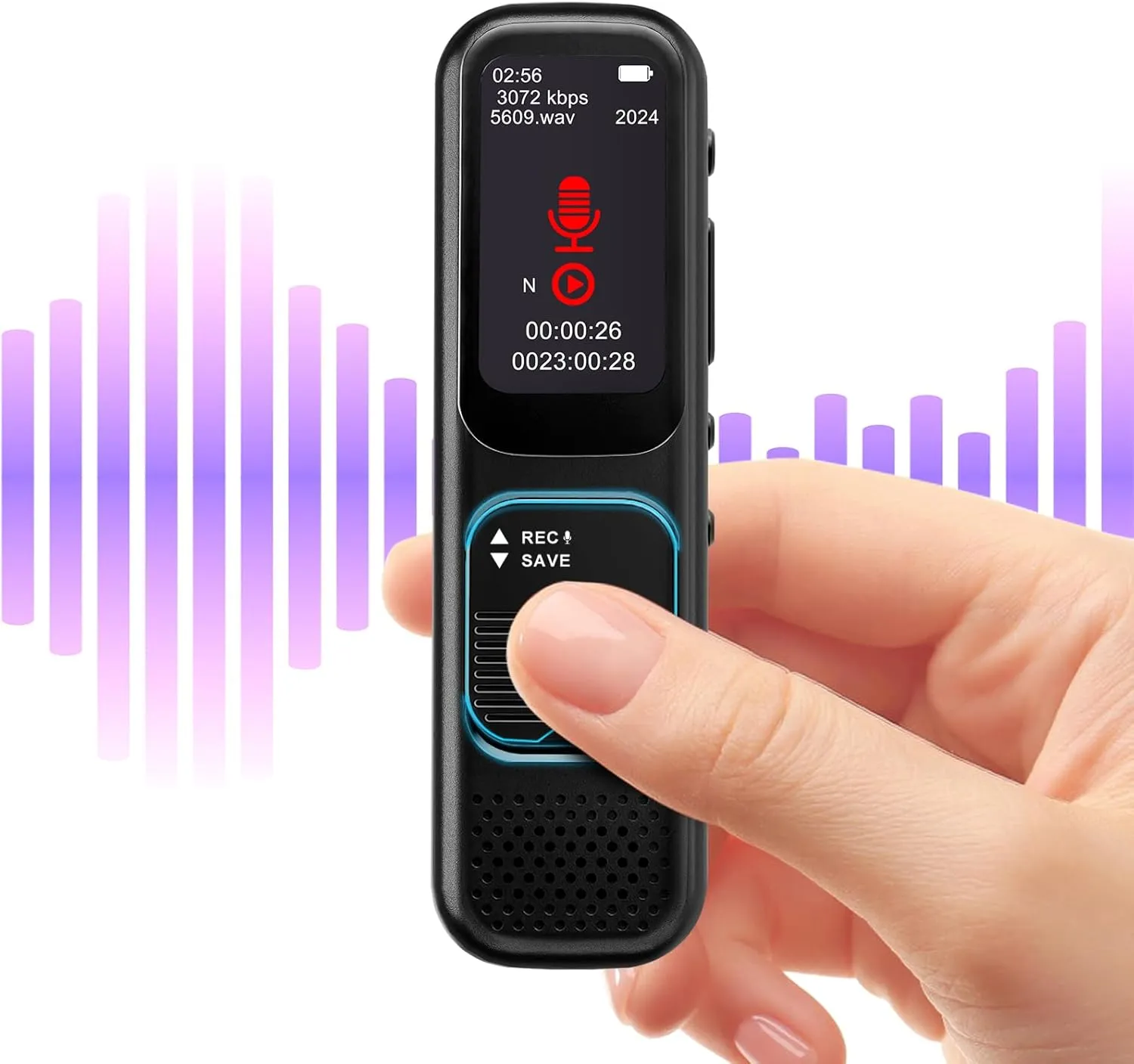 128GB (8000 Hours) Digital Voice Recorder with Playback, 3072Kpbs HD Dual Microphone Voice Activated Recorder with Noise Reduction for Interviews/Meetings/Courses, MP3 Player