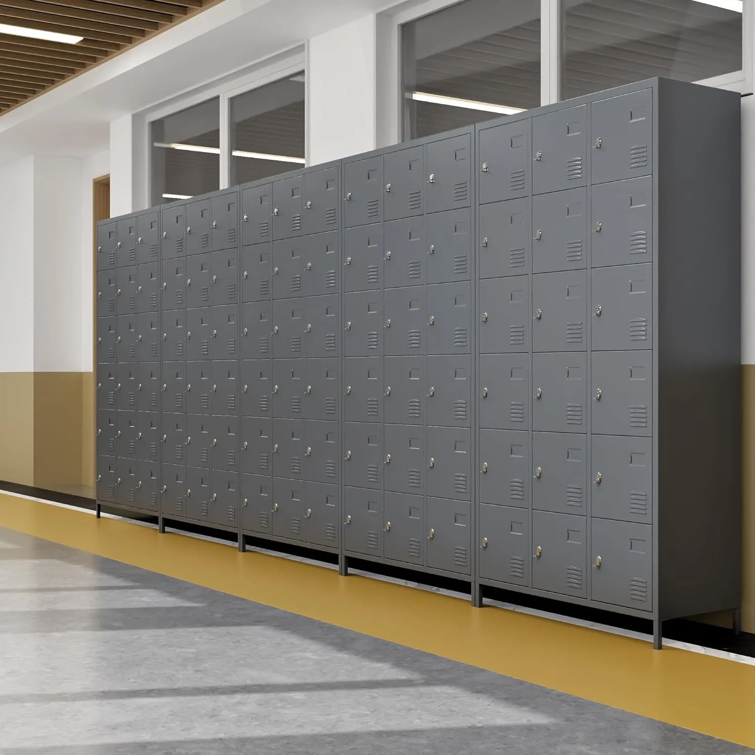 18 Doors Metal Lockers for Employees for Offices School Gyms Home,Assembly Required,Dark Gray