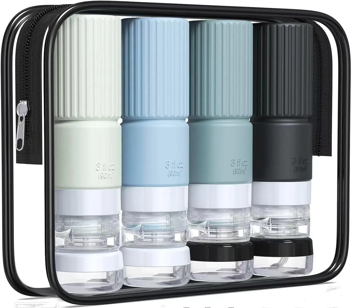 18pes Travel Bottles for Toiletries,TSA Approved Silicone Travel Containers jar for Toiletries,Leak Proof 3oz Refillable Liqus Shampoo And Conditioner Travel Essentials toiletry Bottles