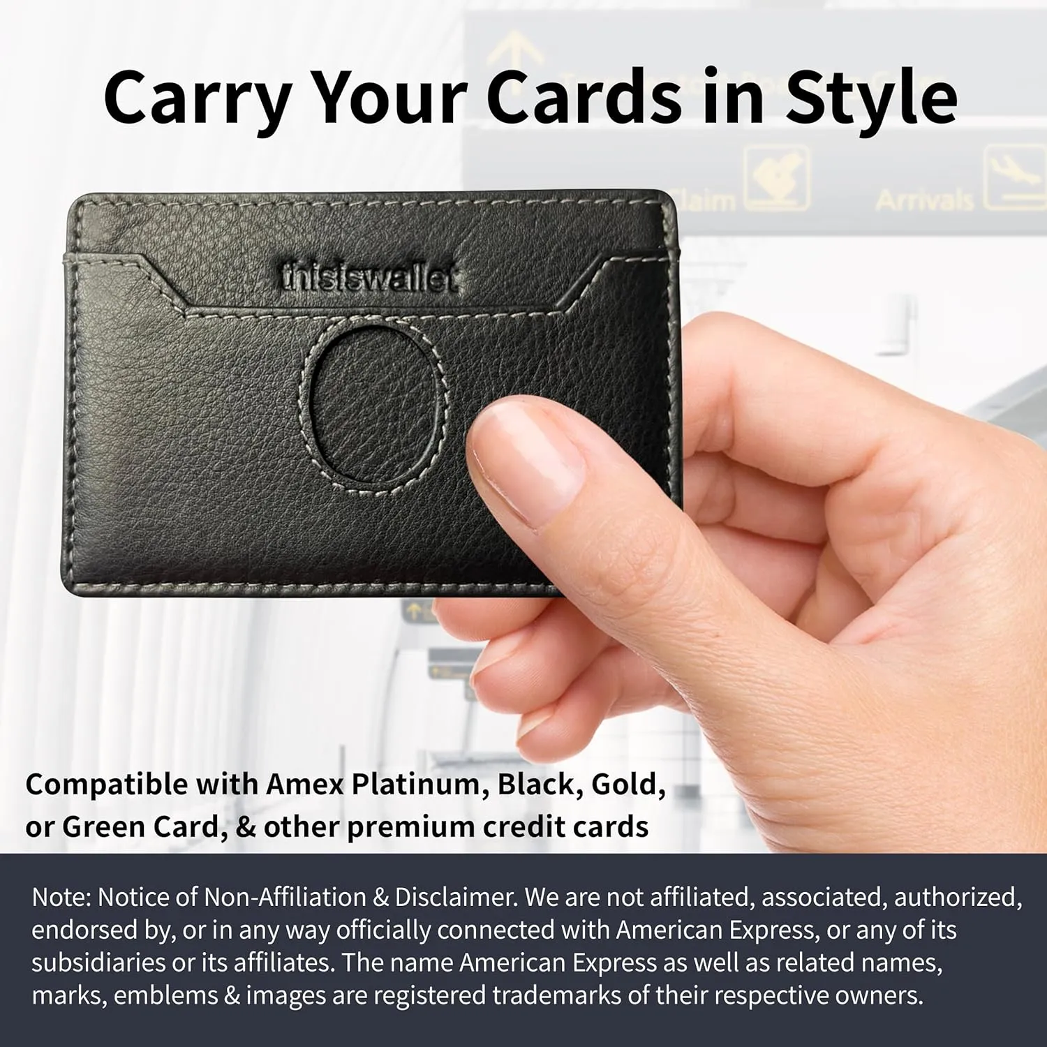 2 Card Minimalist Wallet for Men & Women - Genuine Leather Ultra Thin Black Credit Card Holder - Compatible with American Express Platinum