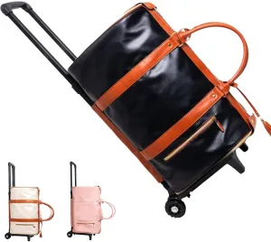 2 in 1 Luxemega Bag with Wheels, Luxemega Travel Bag with Crossbody Strap, Convertible Garment Duffel Bag (Black)