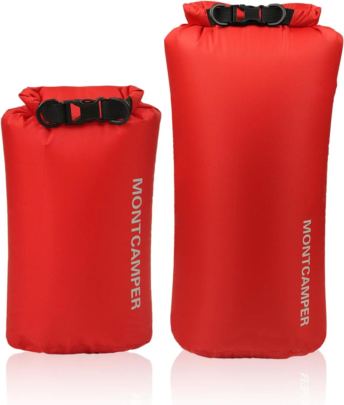 2-pack 30D Nylon Waterproof Dry Bag-Portable Storage Sack for Kayaking, Hiking and Rafting-Roll Top Closure-Float on Water(5L/20L,Red)