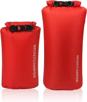 2-pack 30D Nylon Waterproof Dry Bag-Portable Storage Sack for Kayaking, Hiking and Rafting-Roll Top Closure-Float on Water(5L/20L,Red)