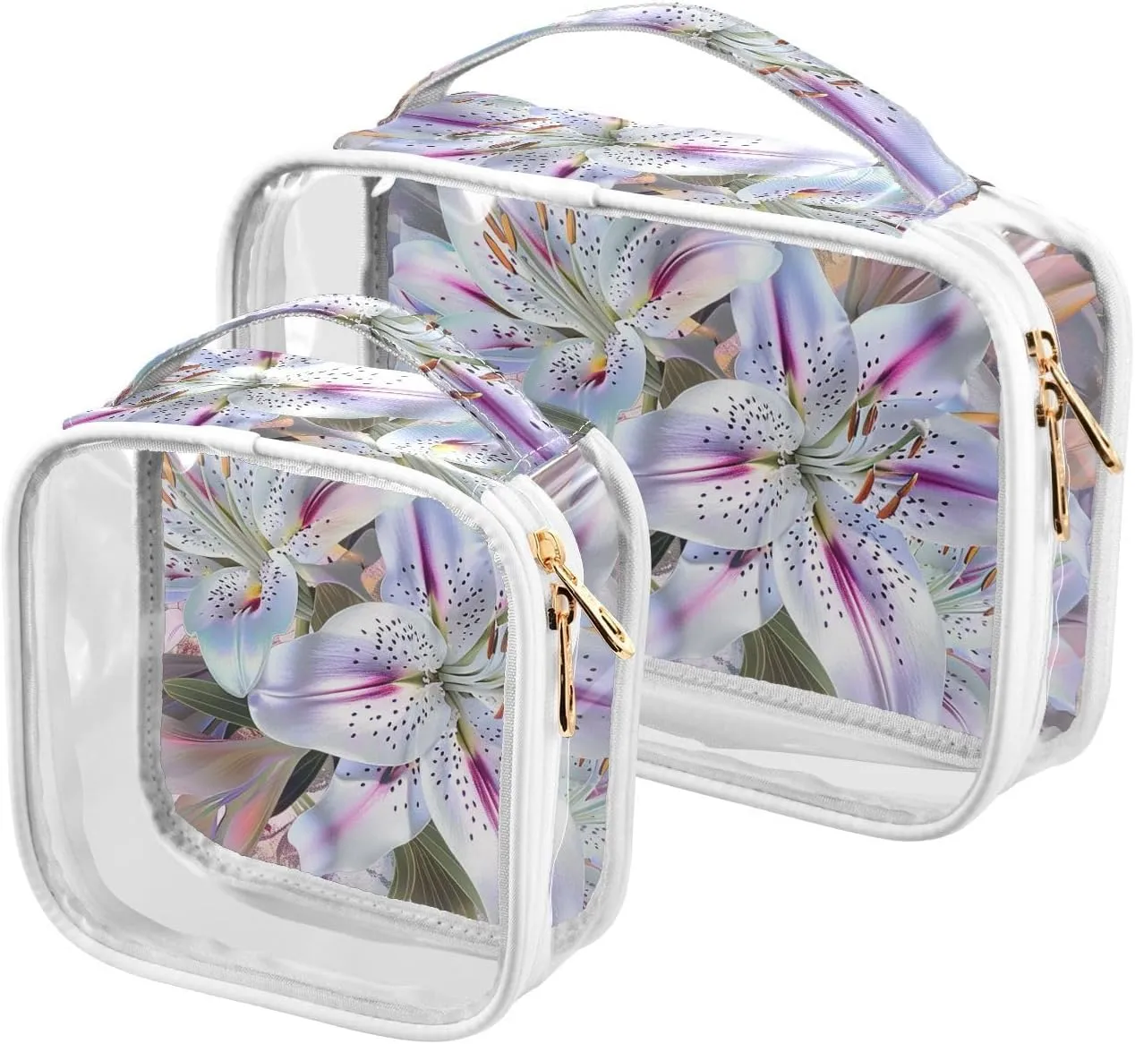 2 Pack clear Boho Flower Floral Retro Bright toiletry bag travel TSA approved portable makeup organizer bag Men’s shaving kit