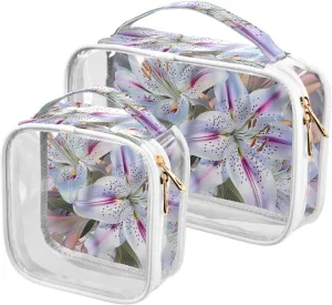 2 Pack clear Boho Flower Floral Retro Bright toiletry bag travel TSA approved portable makeup organizer bag Men’s shaving kit