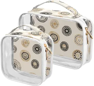 2 Pack clear Simple Boho Retro Circle toiletry bag small TSA approved water-resistant travel cosmetic bag Men’s shaving kit