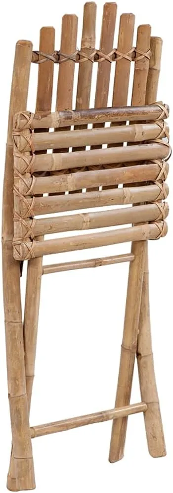 2-Pack Foldable Bamboo Patio Chairs with Green Cushions, Outdoor Furniture Set for Garden Dining Poolside Lounging and Camping, Weather-Resistant Foldable Chairs