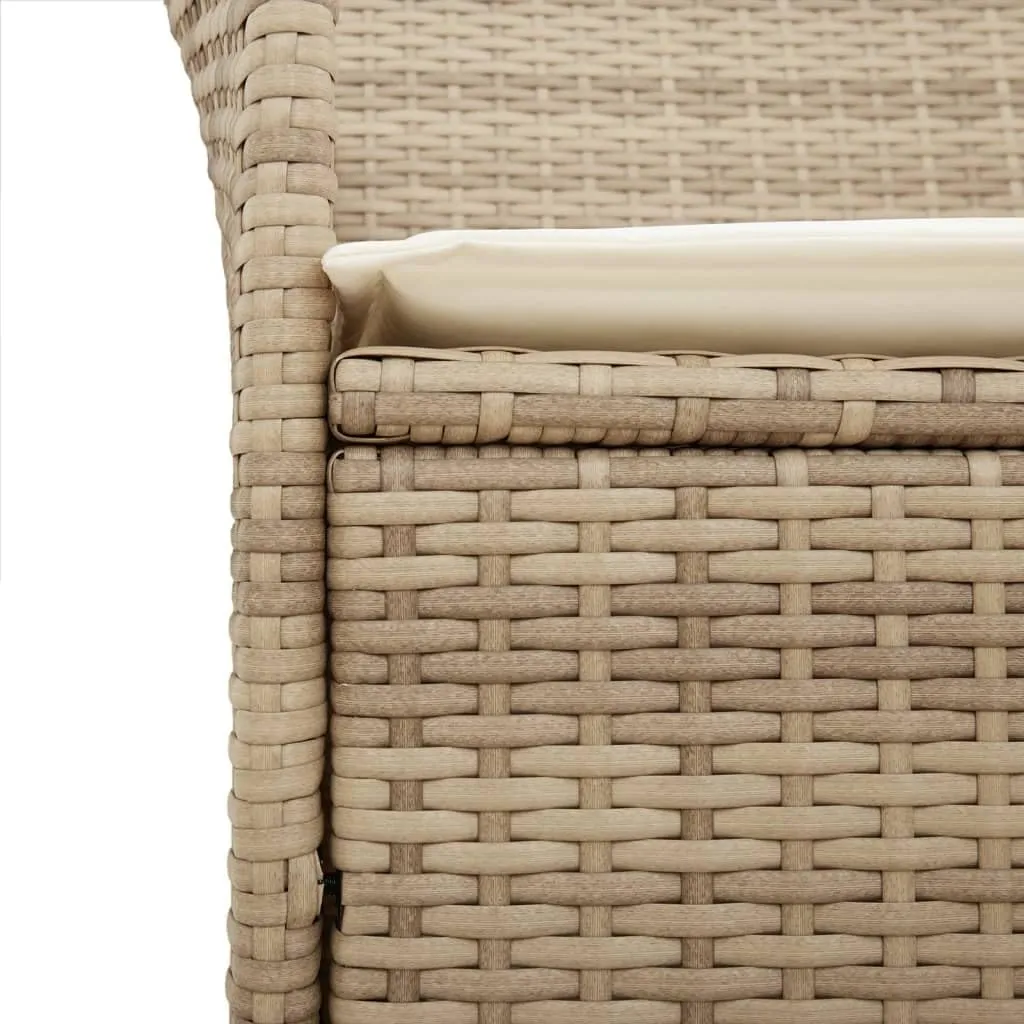 2-Piece Patio Chairs with Cushions Beige PE Rattan & Acacia Wood Outdoor Lounge Chairs for Backyard, Poolside, Deck, Sunroom Durable Weather-Resistant Furniture Set