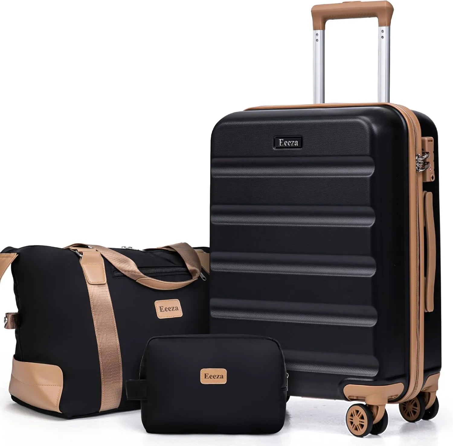 20 Inch Set 3 Piece Luggage Sets Carry On Luggage Set,Suitcases with TSA Lock Spinner Wheels,ABS Hard Case Luggage for Travel(3 Piece Sets,Black(20"/DB/TB))