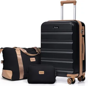 20 Inch Set 3 Piece Luggage Sets Carry On Luggage Set,Suitcases with TSA Lock Spinner Wheels,ABS Hard Case Luggage for Travel(3 Piece Sets,Black(20"/DB/TB))