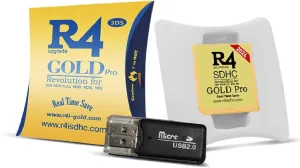 2025 R4 SDHC Gold Pro Card Dual Core Revolution Cartridge   USB Adapter & 16GB MicroSD TF Card KIT, for New 2DS/3DS/LL/XL NDSL NDSI, 270 & 742 in 1 Preloaded