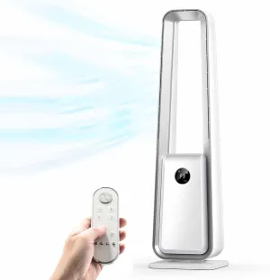 2025 Upgraded Air Multiplier Bladeless Tower Fan, 60° Oscillating Floor Fan, Easy Cleaning, 3 Modes & 3 Speeds, 12H Timer