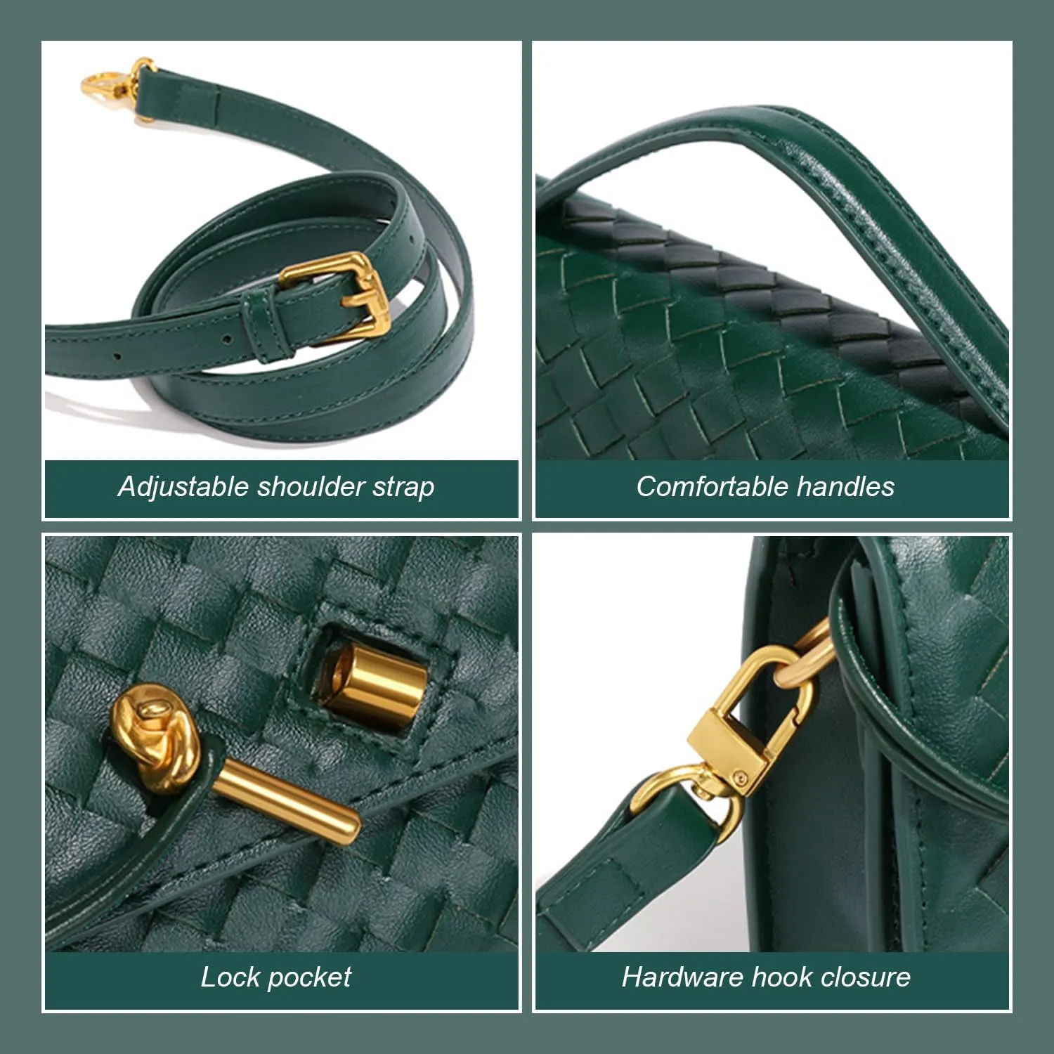 2025 Woven Handbag for Women, Fashion Evening Shoulder Bag, PU Leather Handmade Clutch Purse, Woven Crossbody Bag