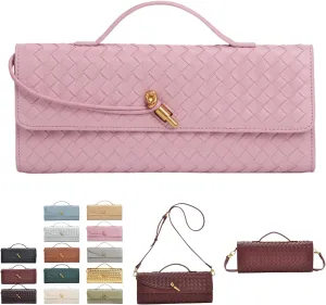 2025 Woven Handbag for Women, Fashion Evening Shoulder Bag, PU Leather Handmade Clutch Purse, Woven Crossbody Bag