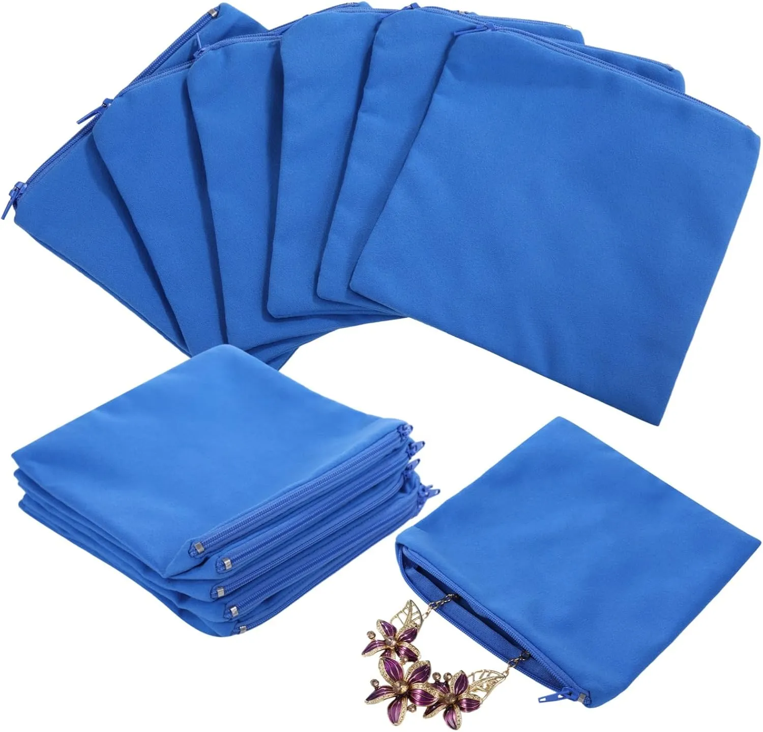 24 PCS Silver Storage Bags Anti Tarnish - 6 x 6 Inches Anti-Tarnish Velvet Silver Pouch Jewelry Bag with Zipper, Pouch for Bracelets Rings Necklaces
