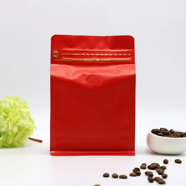 250g Box Bottom Coffee Pouch, Multi Matt Colours, Foil Lined, Tear Off Zip Lock, With / Without Valve