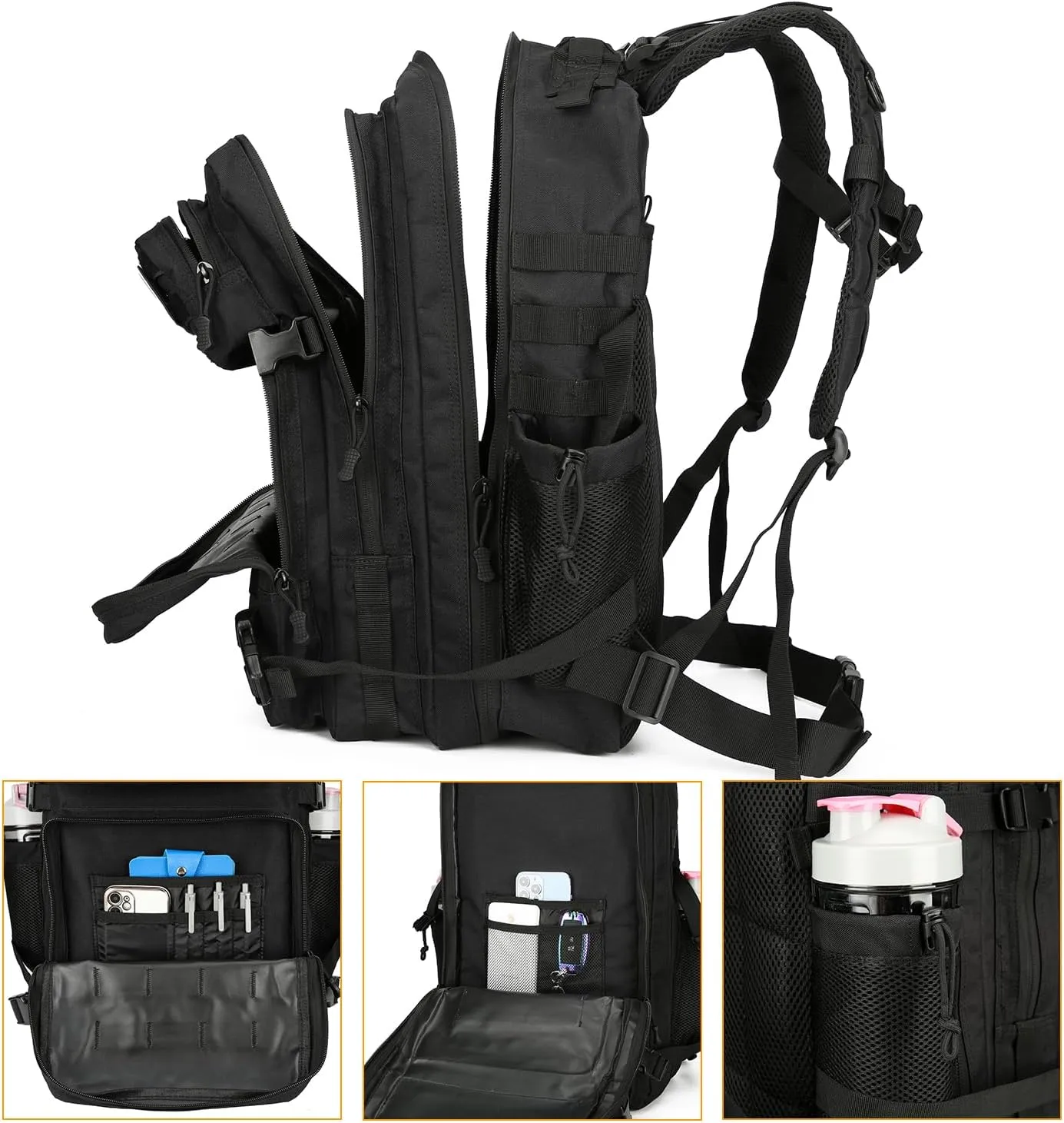 25L Tactical Backpack for Men Women Military Backpack Army Assault Pack Molle Backpack Small Bug Out Bag Travel Rucksack Daypack (Black)