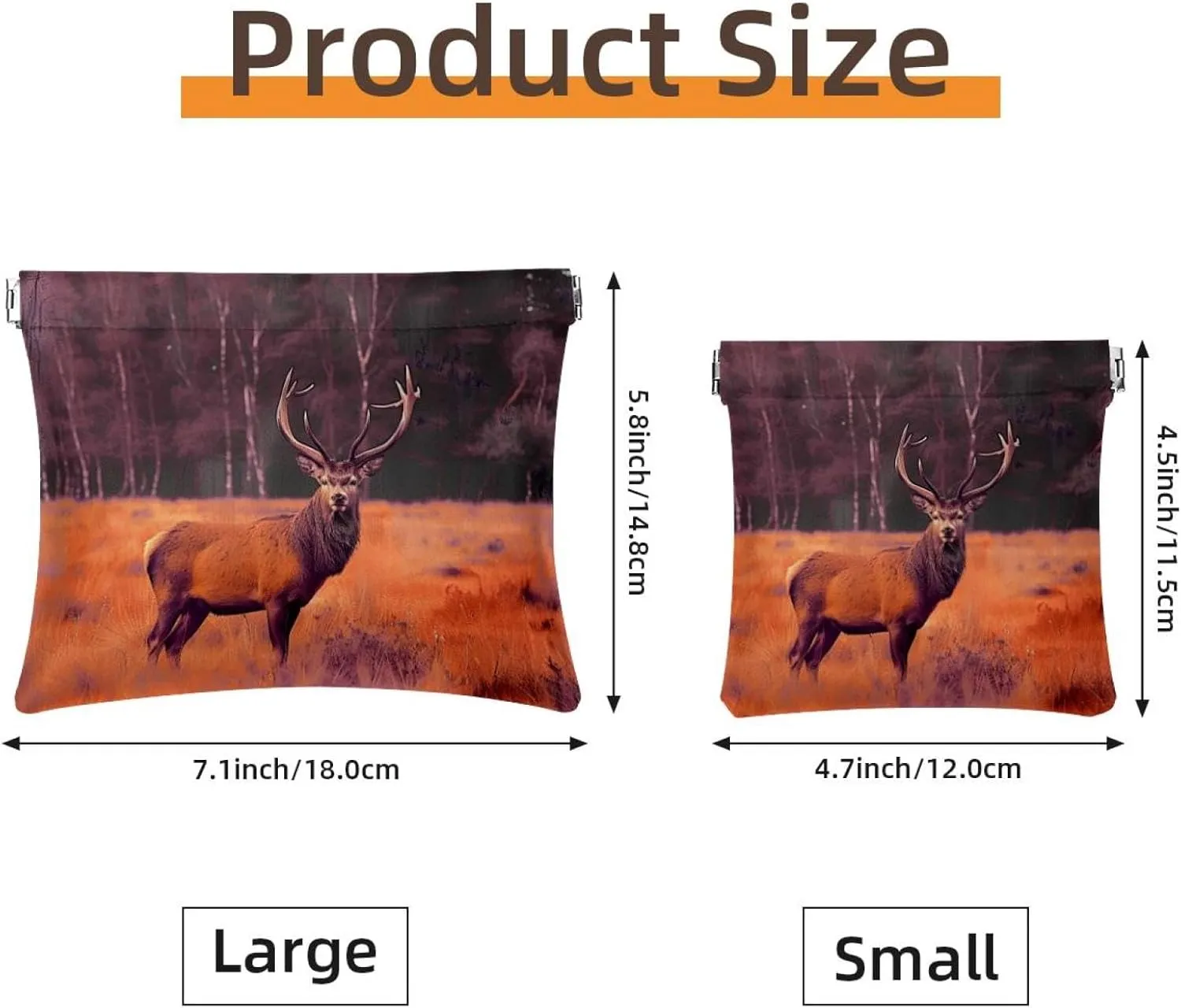 2Pcs Faux Leather Pocket Cosmetic Bag, Small Storage Bags for Purses, Portable No Zipper Makeup Pouch, Mini Makeup Pouch for Lipstick, Elk Animal