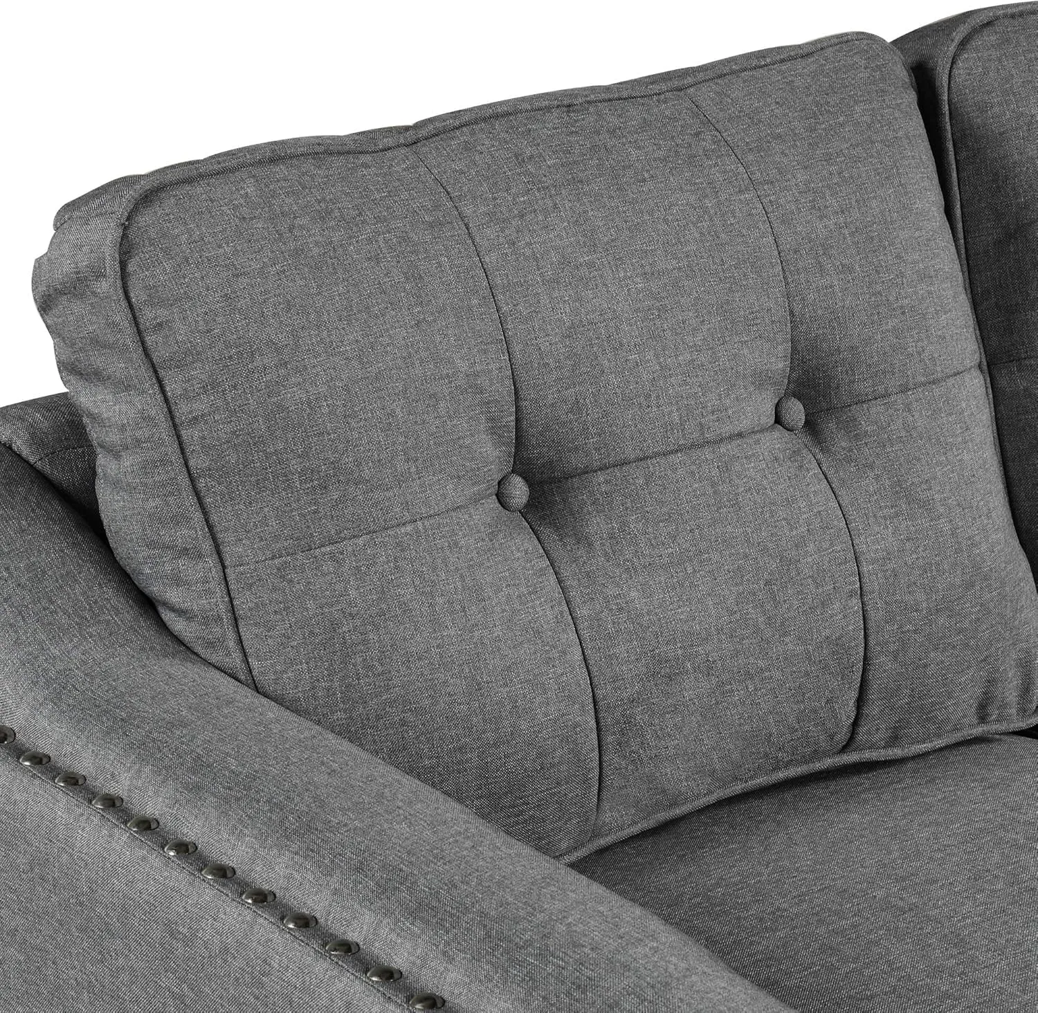 3 Pieses Mid-Century Modern Sofa Sets Linen Upholstered Tufted Back Sofa&Couch Include 3 Seaters Couch, Loveseat and Armchair with Rivets Rivets for Home Apartment Office Living Room Furniture Sets