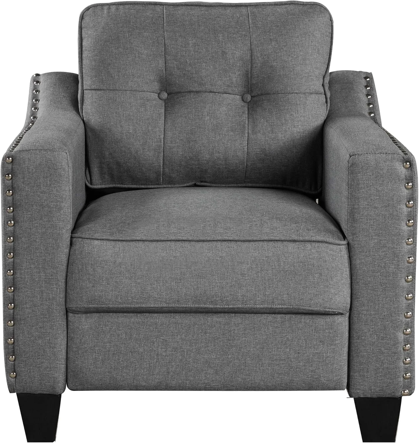 3 Pieses Mid-Century Modern Sofa Sets Linen Upholstered Tufted Back Sofa&Couch Include 3 Seaters Couch, Loveseat and Armchair with Rivets Rivets for Home Apartment Office Living Room Furniture Sets