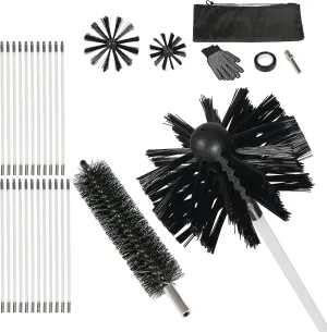 30 Feet Dryer Vent Cleaning Brush Kit, Multi-Purpose lint Cleaning Brush with 4" and 6" Brush Head, Professional Lint Cleaning Accessories for Chimneys, Ducts, Dryers, Crevices
