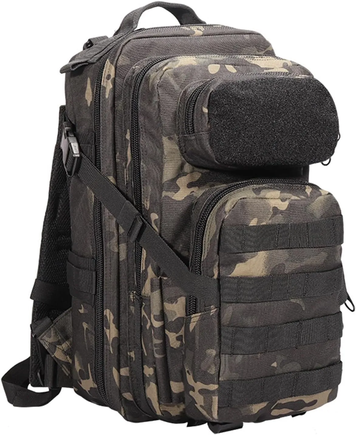 30L Military Tactical Backpack, Waterproof Army Assault Pack, Outdoor Hiking Camping Bug Out Bag (Black CP Camo)