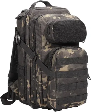 30L Military Tactical Backpack, Waterproof Army Assault Pack, Outdoor Hiking Camping Bug Out Bag (Black CP Camo)