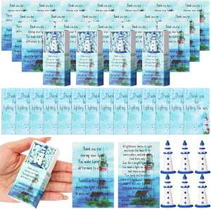 36 Sets Lighthouse Gifts Bulk Appreciation Gifts for Staff Coworkers Employee Teacher Mini Lighthouse Figurines Thank You Cards End of Year Presents