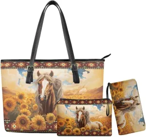 3PCS Tote Handbag Wallet for Women Ladies,Small Handbag and Wallet Set,Travel Handbag and Wallet All in One