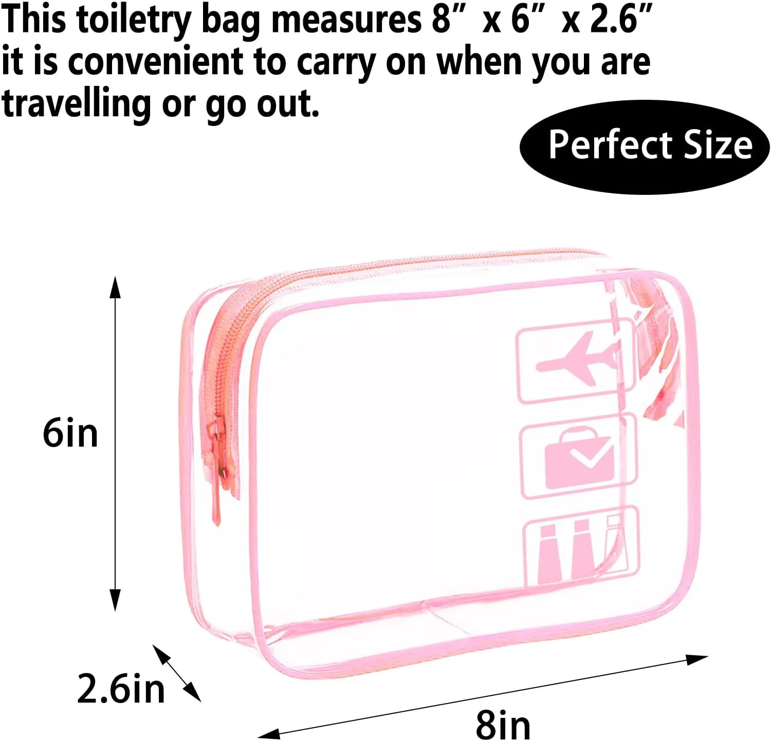 3Pcs TSA Approved Toiletry Bag - Carry on Airport Airline Compliant Bag,3 Pack Clear Travel Bags for Toiletries,Clear Makeup Bags Toiletry bags Quart Size Travel Bag, Pink