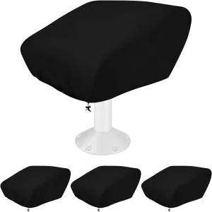4 Pack Boat Folding Seat Cover, 420D Waterproof Fishing Chair Cover, Outdoor Pedestal Pontoon Captain Boat Bench Chair Seat Cover, High Density Oxford Fabric Helm Chair Protective Covers
