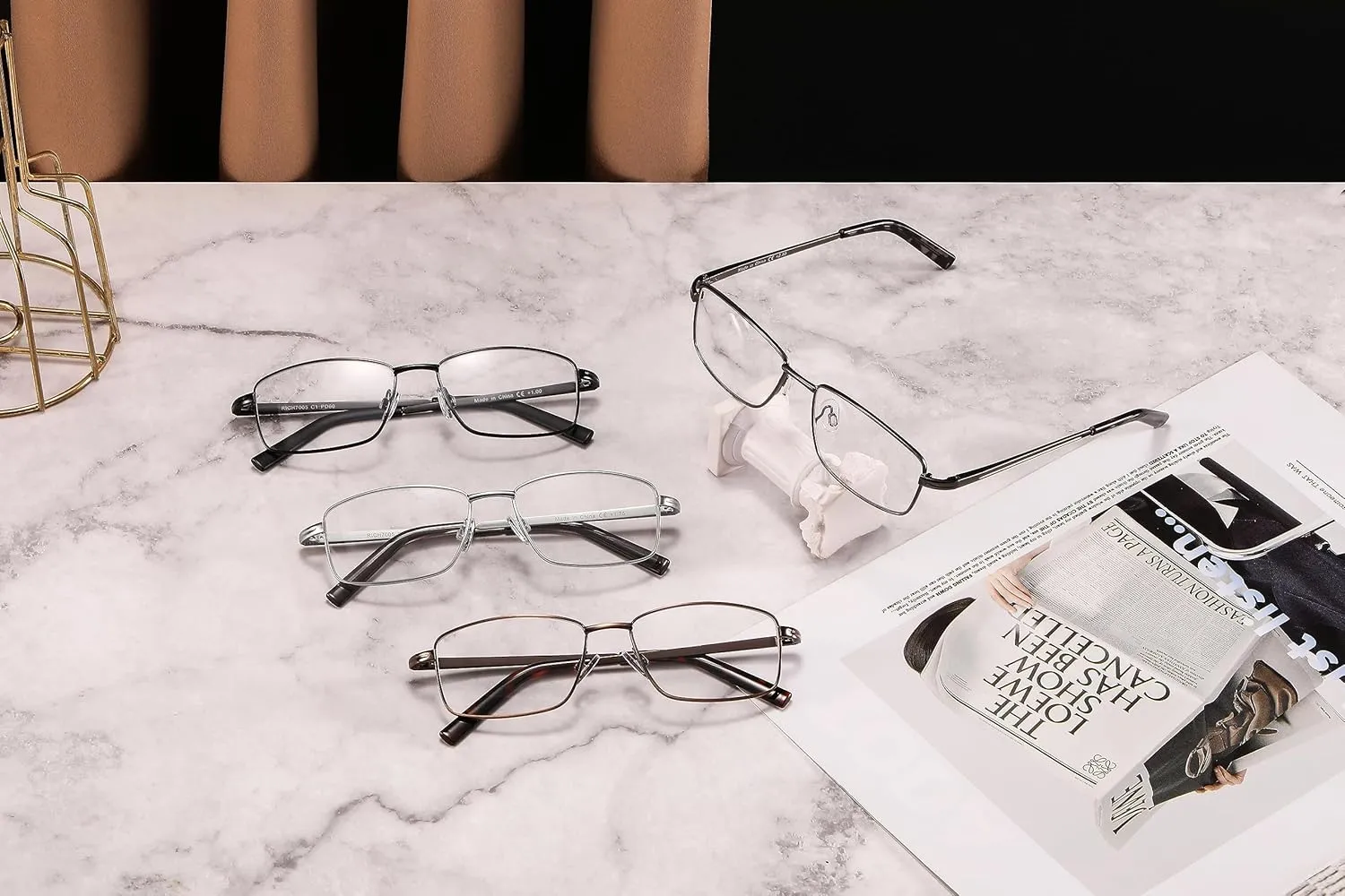 4 Pack Reading Glasses for Men, Computer Readers with Spring Hinge, Anti UV Ray/Eye Strain/Glare, Metal Frame Eyeglasses with Pouches(100 Magnification Strength)