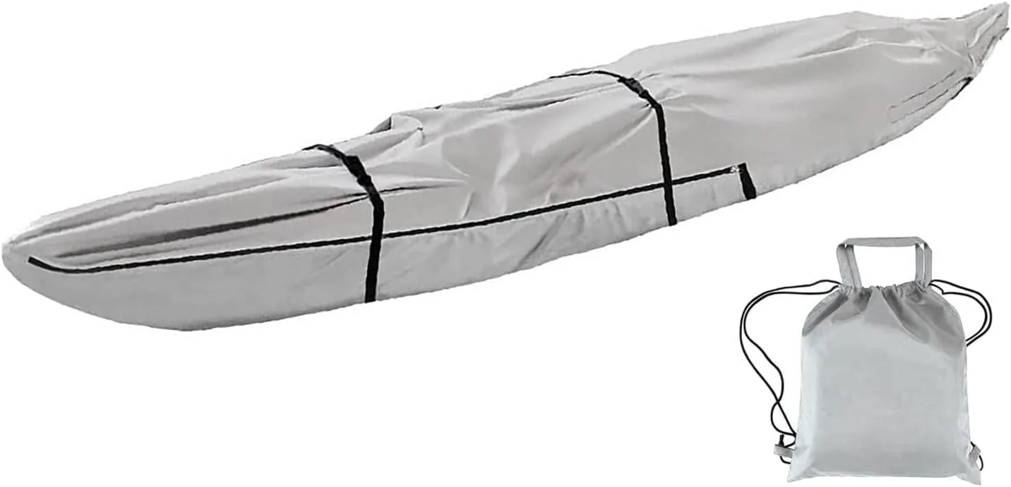 420D Fully Wrapped Canoe Cover with Storage Bag UV Resistant Canoe Cover for Indoor/Outdoor Storage(Grey,10FT)
