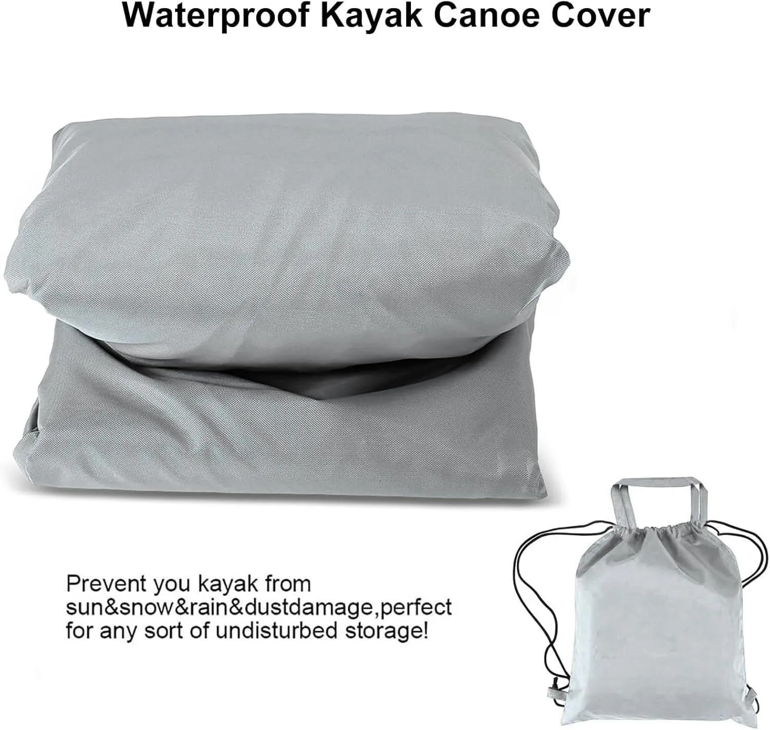 420D Fully Wrapped Canoe Cover with Storage Bag UV Resistant Canoe Cover for Indoor/Outdoor Storage(Grey,10FT)