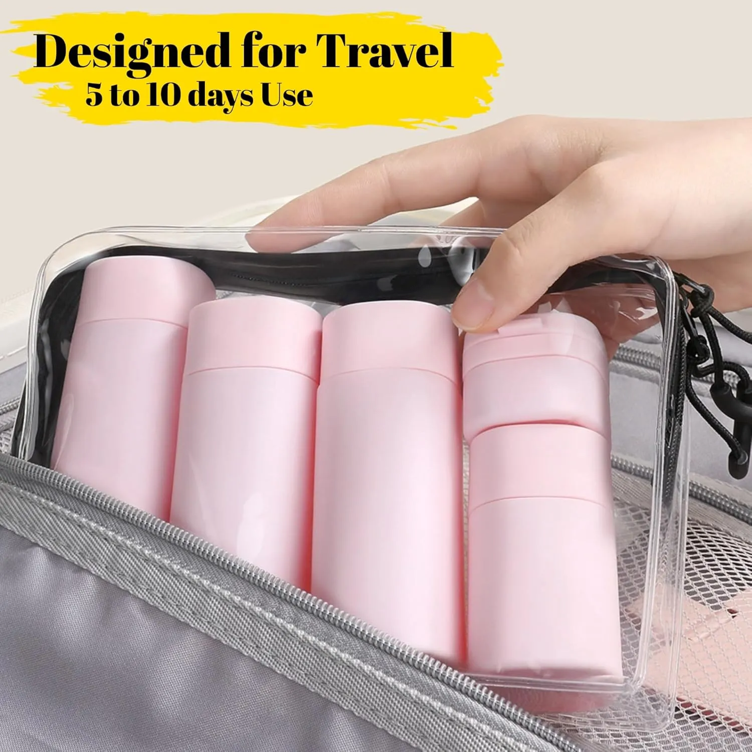 5pcs Travel Cream Dispenser Bottles Set Travel Bottles Toiletry Containers Set, TSA Approved, Travel Essentials