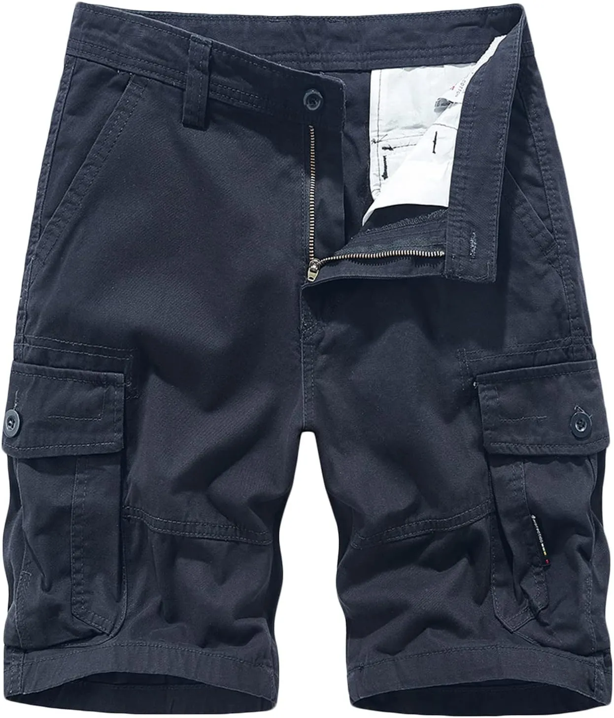6 Inch Inseam Shorts Men 2023 Casual Cotton Buckle Zipper Multi Pockets Cargo Shorts Classic Fit Tooling Shorts