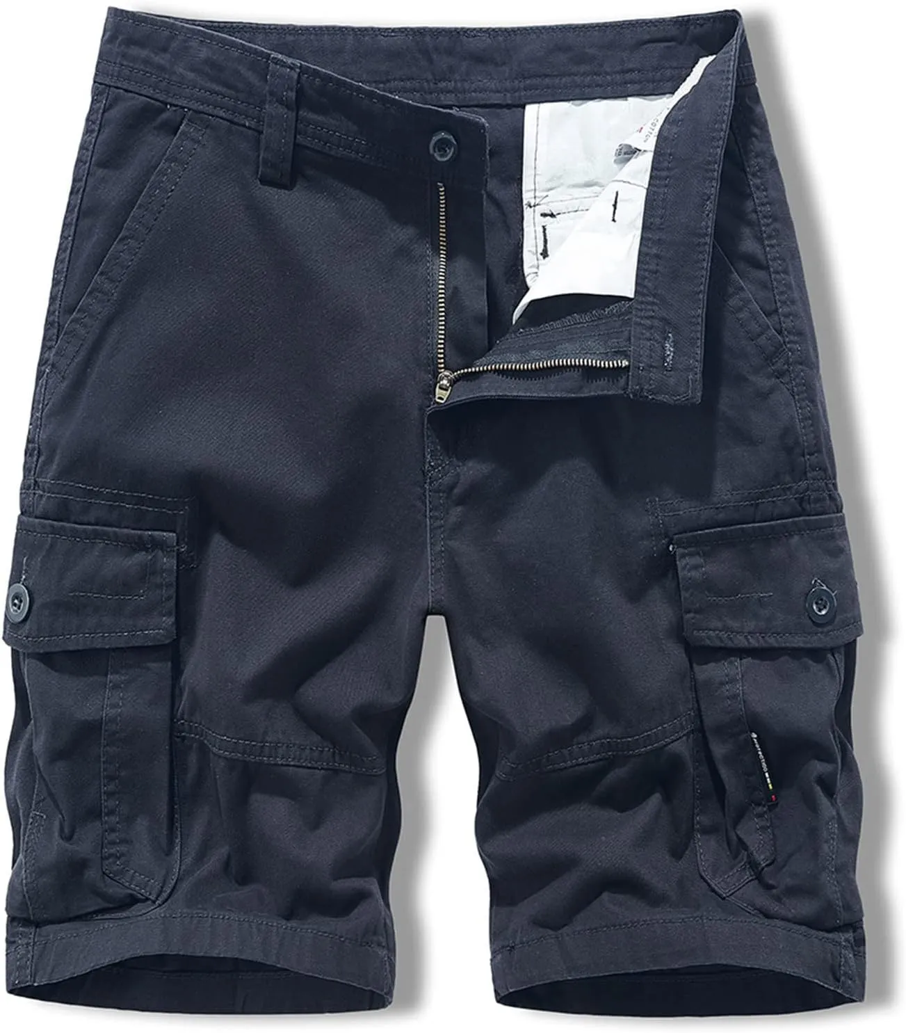 6 Inch Inseam Shorts Men 2023 Casual Cotton Buckle Zipper Multi Pockets Cargo Shorts Classic Fit Tooling Shorts