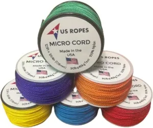 6 Pack Tactical Nylon Micro Cord 1.18mm X 125ft Lightweight Braided Cord (3/64" Diameter) on Spool Camping Boating Home Fishing Garden Jewelry 90lb Test Breaking Load (6 Rainbow Colors)