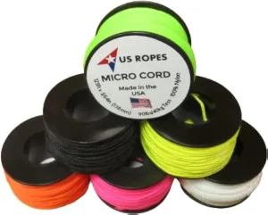 6 Pack Tactical Nylon Micro Cord 1.18mm X 125ft Lightweight Braided Cord (3/64" Diameter) on Spool Camping Boating Home Fishing Garden Jewelry 90lb Test Breaking Load (Neon)