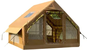 6.4㎡ Inflatable Camping Tent for 3-4 Person, Luxury Outdoor Tent for Family Glamping, Outdoor Party, Easy Setup 4 Season Waterproof Windproof Outdoor Blow Up Tent